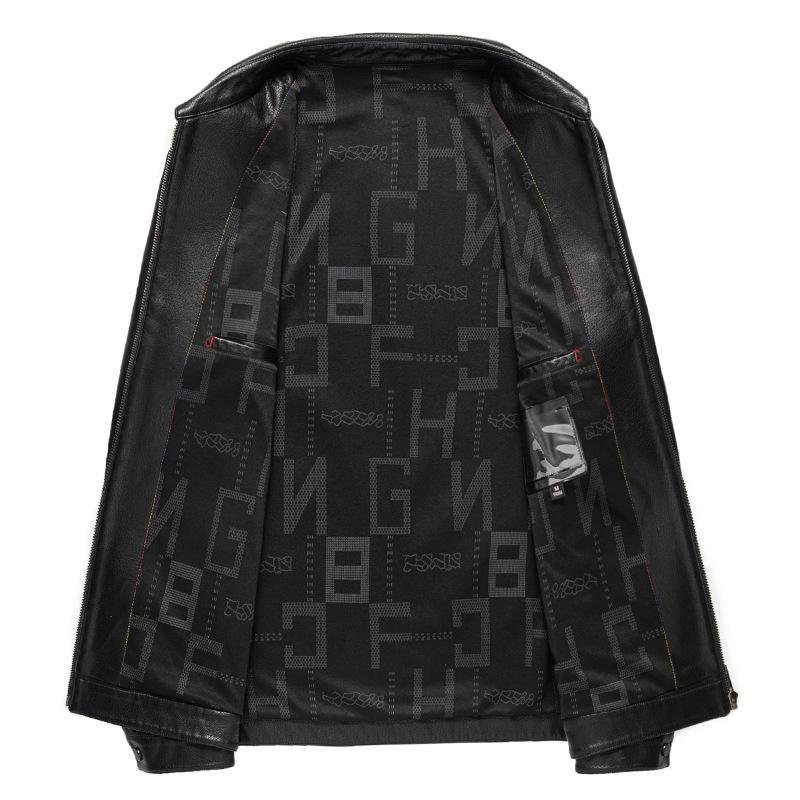 New Genuine Leather Jacket Men's Short Lapel Leather Jacket Sheepskin Casual Slim Autumn and Winter Plush Jacket