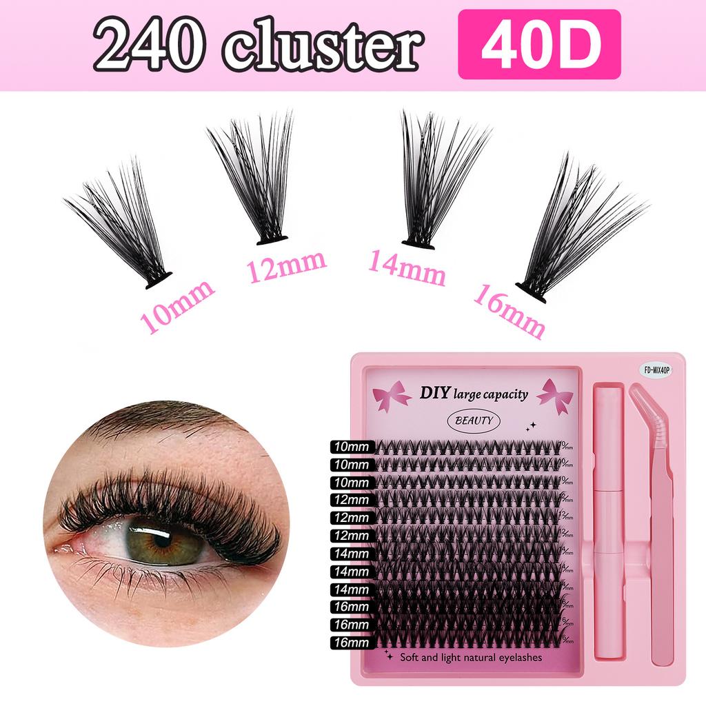 Segmented Eyelash Set, Thick False Eyelashes Three-Dimensional Diy Hot Melt Multi-Hair Grafted Eyelashes Fd Set