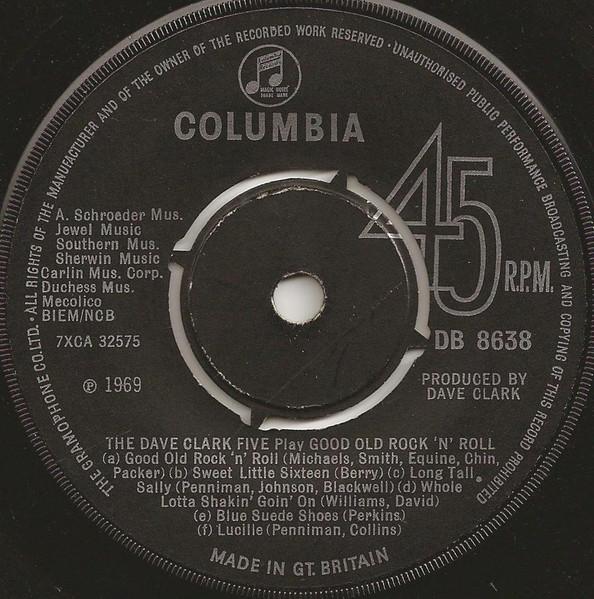 7inch Record DAVE CLARK FIVE - Play Good Old Rock 'N' Roll DB8638 Columbia 1969 UK Rock Used