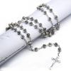 Catholic Rose Rosary Necklace Cross Pendant Beaded Necklaces Religious Jewelry
