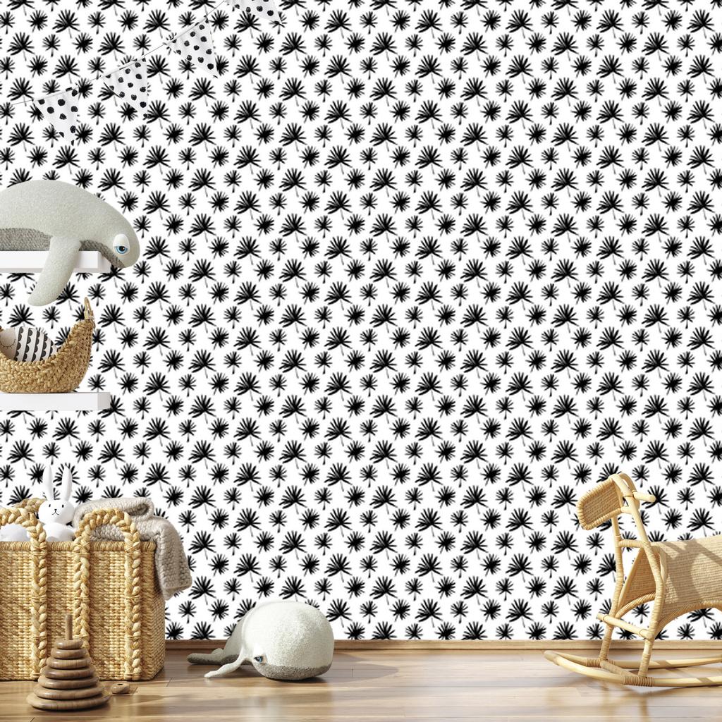 Palm Leaves Wallpaper White and Light Gray for Living Room and Bedroom 50x1000