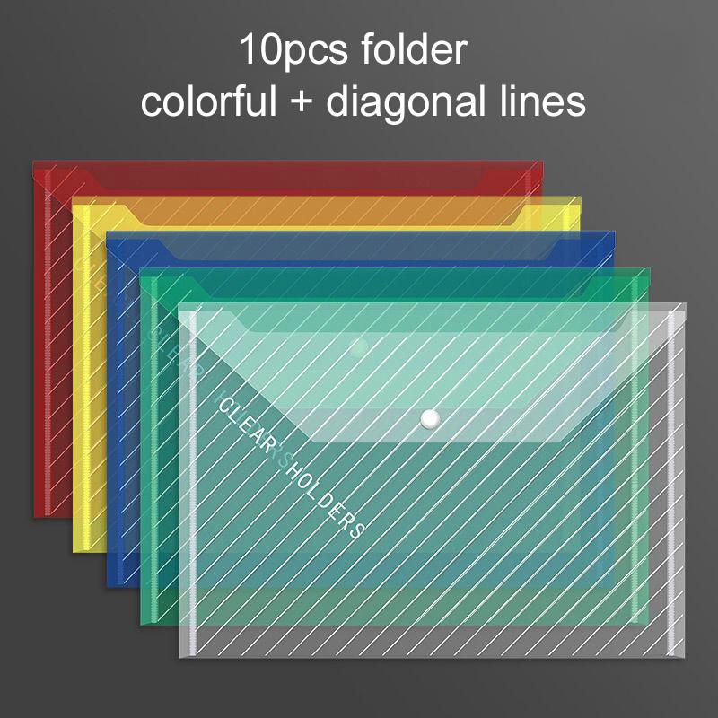 5/10pcs A4 File Bags Transparent Plastic Large-capacity Waterproof Snap-on Type Test Paper Storage Supplies for Archives TMZ