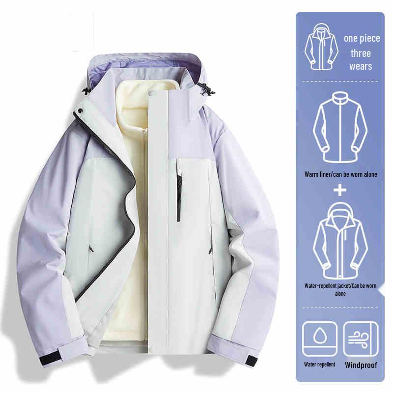 

2024 Модна чоловіча та жіноча куртка 3-в-1 для альпінізму, вітрозахисна та водонепроникна, з флісом Extra Large