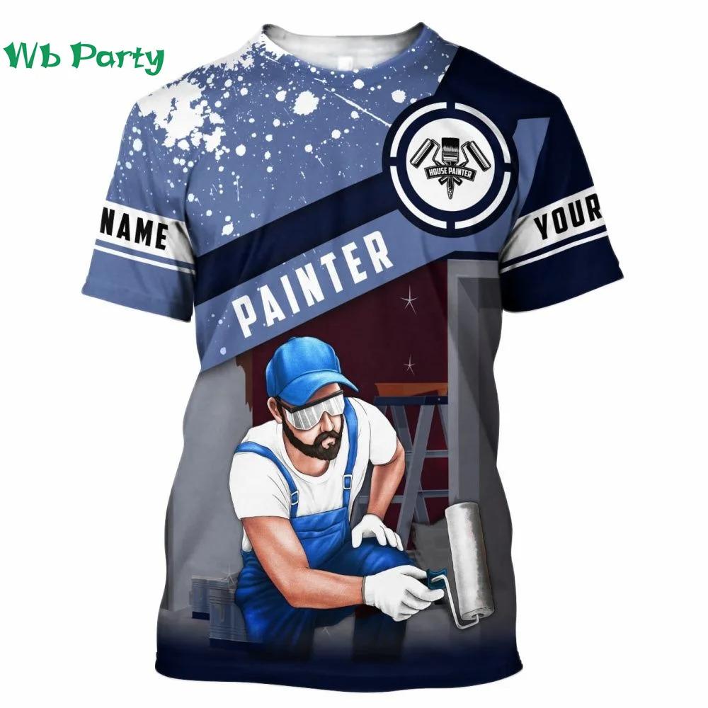 Camiseta de Verano Nueva para Hombre Estilo Pintor Personalizada Moda Cuello Redondo Holgada Manga Corta Tallas Grandes Tops Personalizados Regalos para el Día del Padre