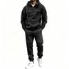 Men's Multi-Pocket Zip-Up Hoodie and Black Casual Pants 2 Piece Athletic Set