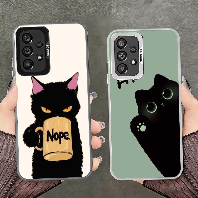 Black Cat Cartoon Cute Shockproof Phone Case for Samsung A17 A16 A15 A14 A37 A57 A36 A56 A26 A35 A55 A25 A34 A54 A24 A13 A23 A33