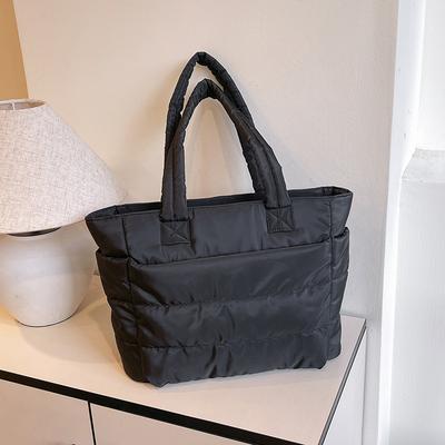 Borsa Tote Trapuntata da Donna in Nylon Grande Capacità Borsa a Spalla Quotidiana