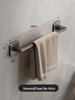 Wall-Mounted No-Punch Towel Rack with Shelf and Single Bar for Bathroom Storage