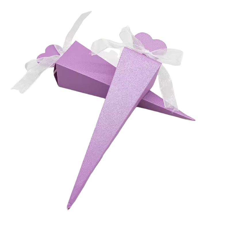 Caixa de Doces em Formato de Coração e Cone para Lembrancinhas de Casamento, Pequena Caixa de Presente, Design de Sorvete