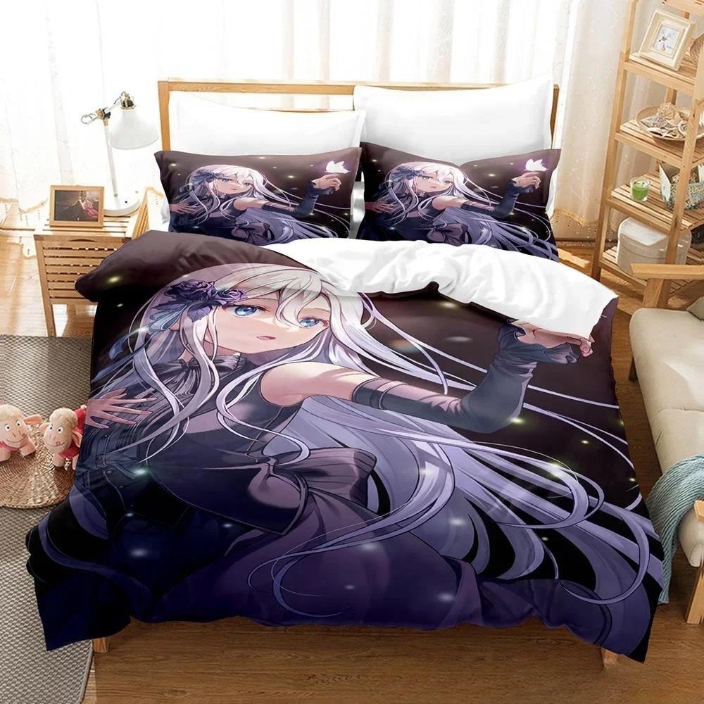 3D Printed Anime Kawaii Girls Yoisaki Kanade Bedding Set Cartoon Three-piece Set Adult Kid Bedroom Duvet Cover Set Home Textiles