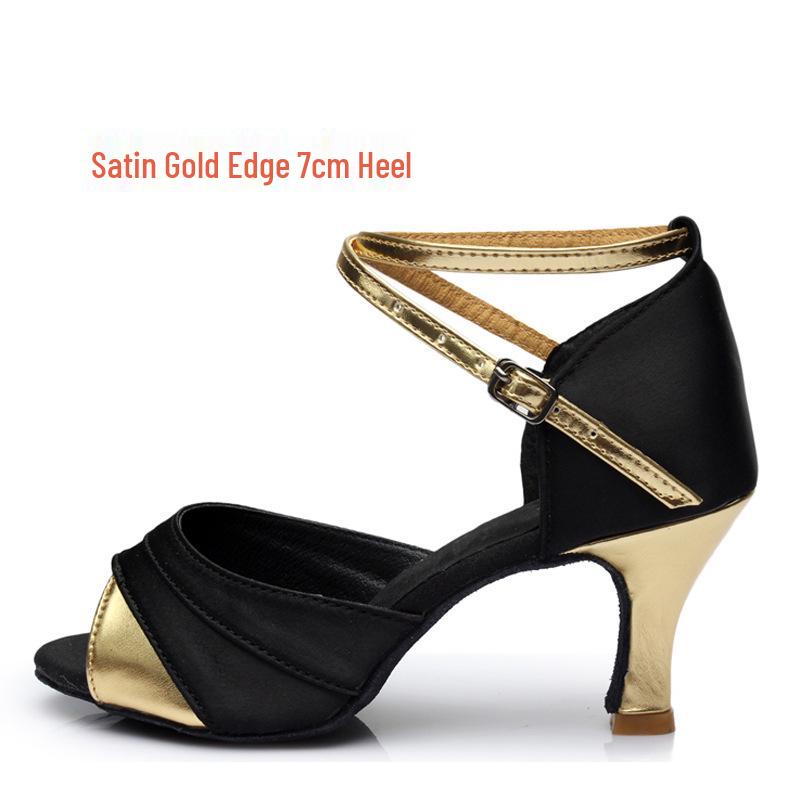 Women s Latin Dance Shoes, Adult Soft Sole, Mid-High Heel, Cha-Cha Practice, Professional Denim. 41
