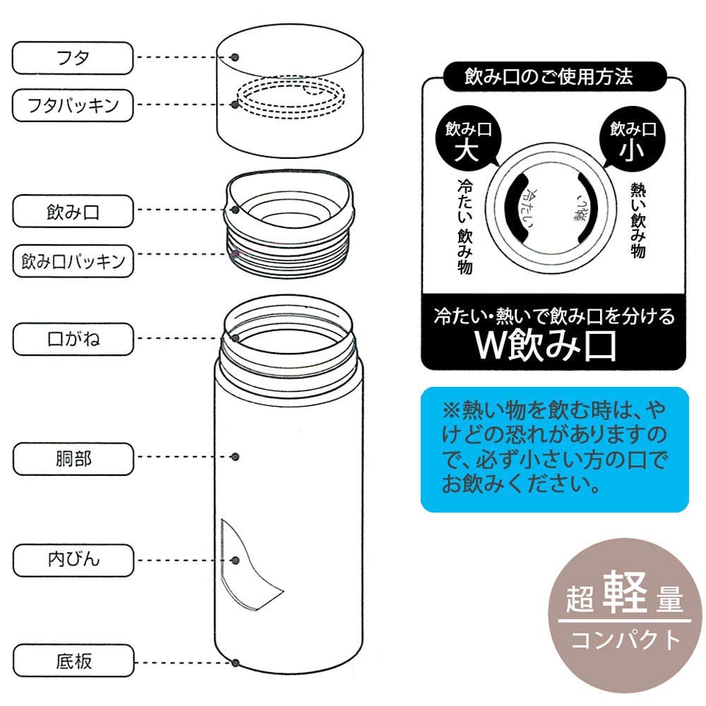 Skater Stainless Steel Mug Water SMBC4B Bottle, 350ml, Nya-go,