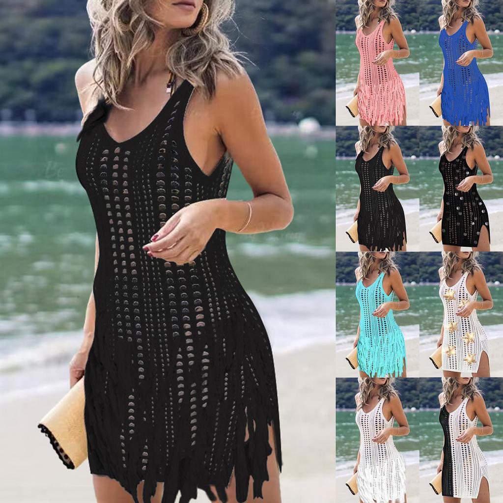 Women's Fashion Outer Sexy Hollow Out Beach Dress Bikini Knitted Cover Up