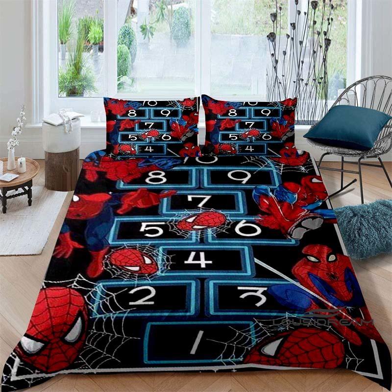 Cartoon pattern duvet cover and pillowcase bedding set, bedroom decoration for boys and girls, Spider-Man themed gift for childr