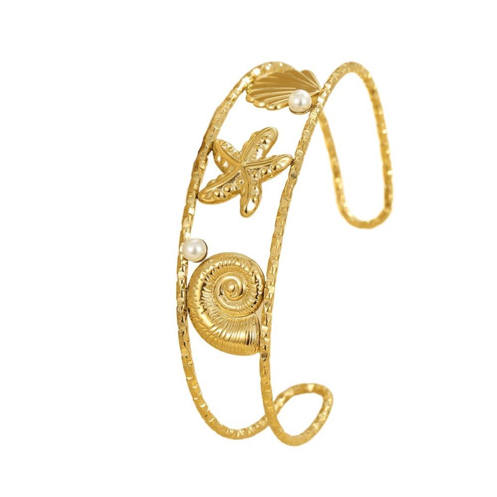 Ocean Series Open Wrist Jewelry Golden Summer Beach Bangle  Gifts for Women Girl