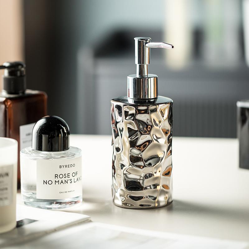 Ceramic electroplating distribution bottle hotel club press bottle shampoo and shower gel shampoo dispenser soap dispenser