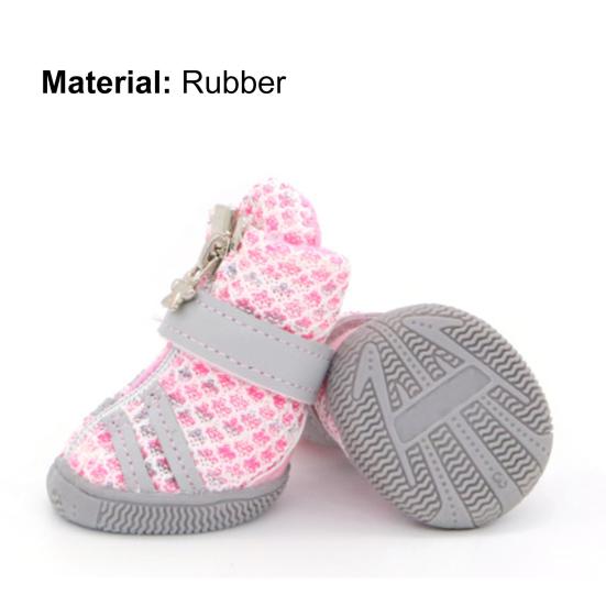 Yousheng 4Pcs Pet Shoes Fashionable Anti-slip Breathable Dog Mesh Boots Pet Supplies