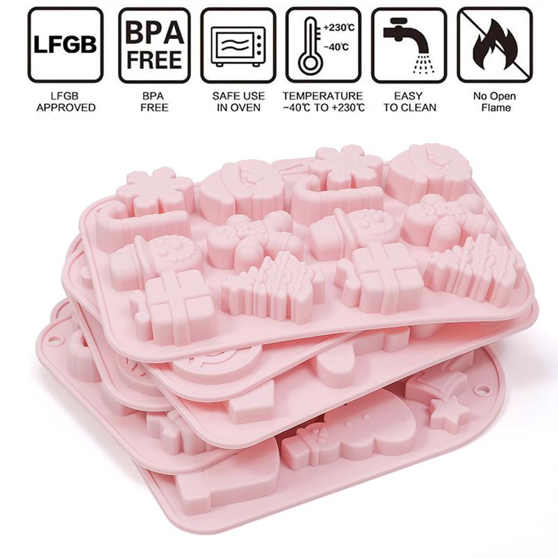 FAIS DU Christmas Chocolate Candy Pudding Jelly Mold DIY Silicone Baking Pan Epoxy Cake Mold Wax bottle sugar Mold