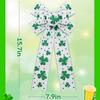 St Patricks Day Bow For Wreath 2X White Green Glitter Shamrock Bowknot Large Tree Topper Bows Irish Front Door Ornament