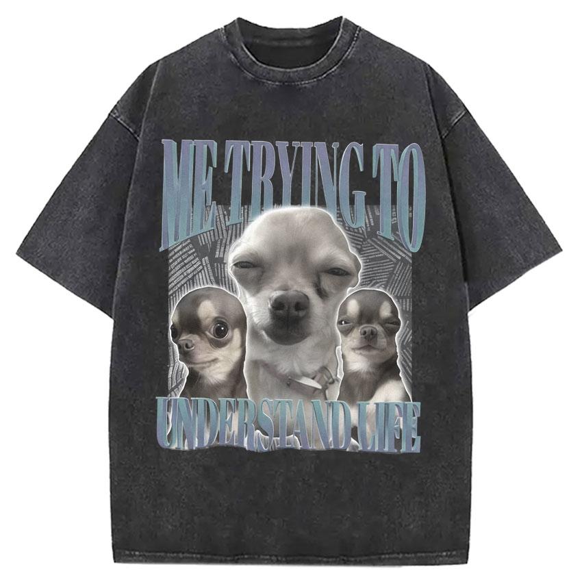 

Ibuprofen Funny Vintage Chihuahua Meme Graphic TShirt Retro s Bootleg Oversized Washed Aesthetic Pop Cotton Casual Teenagers S