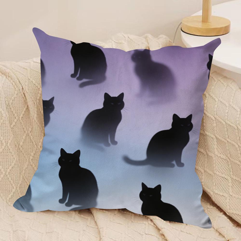 Blackcat Cushion Cover Silky Short Plush Sofa Pillow Cover Hidden Zipper Soft Dustproof Case For Home Decor