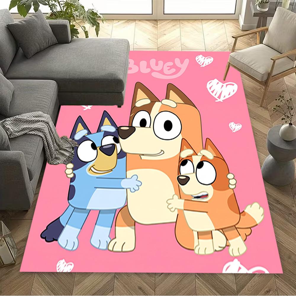 Bluey Family Adventure Carpet Design for Foyer Decorate Room Bedrooms Dormitory Anti-slip Rug Office Home Decor Gift for Festivals