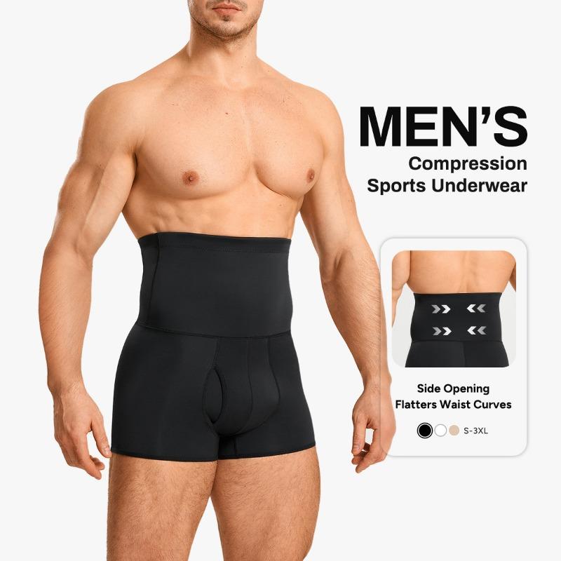 Herren Hohe Taille Bauchkontrolle Oberschenkel Schlankmachende Offener Schritt Formgebende Hose