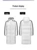 Unisex White Duck Down Jacket - Classic Three-Stripes, Hooded, Warm Outerwear for Students (Autumn/Winter).