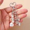 Cute Imitation Pearl Keychain Metal Love Heart Bow Pendant Keyrings For Women Car Key Holder Handbag Key Chains Diy Gifts