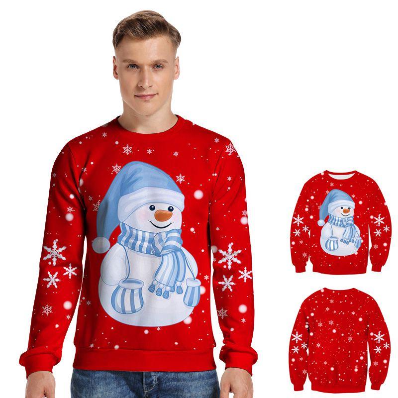 Cozy Women's Christmas Sweater With Snowman Pattern And Crew Neck Pullover Style