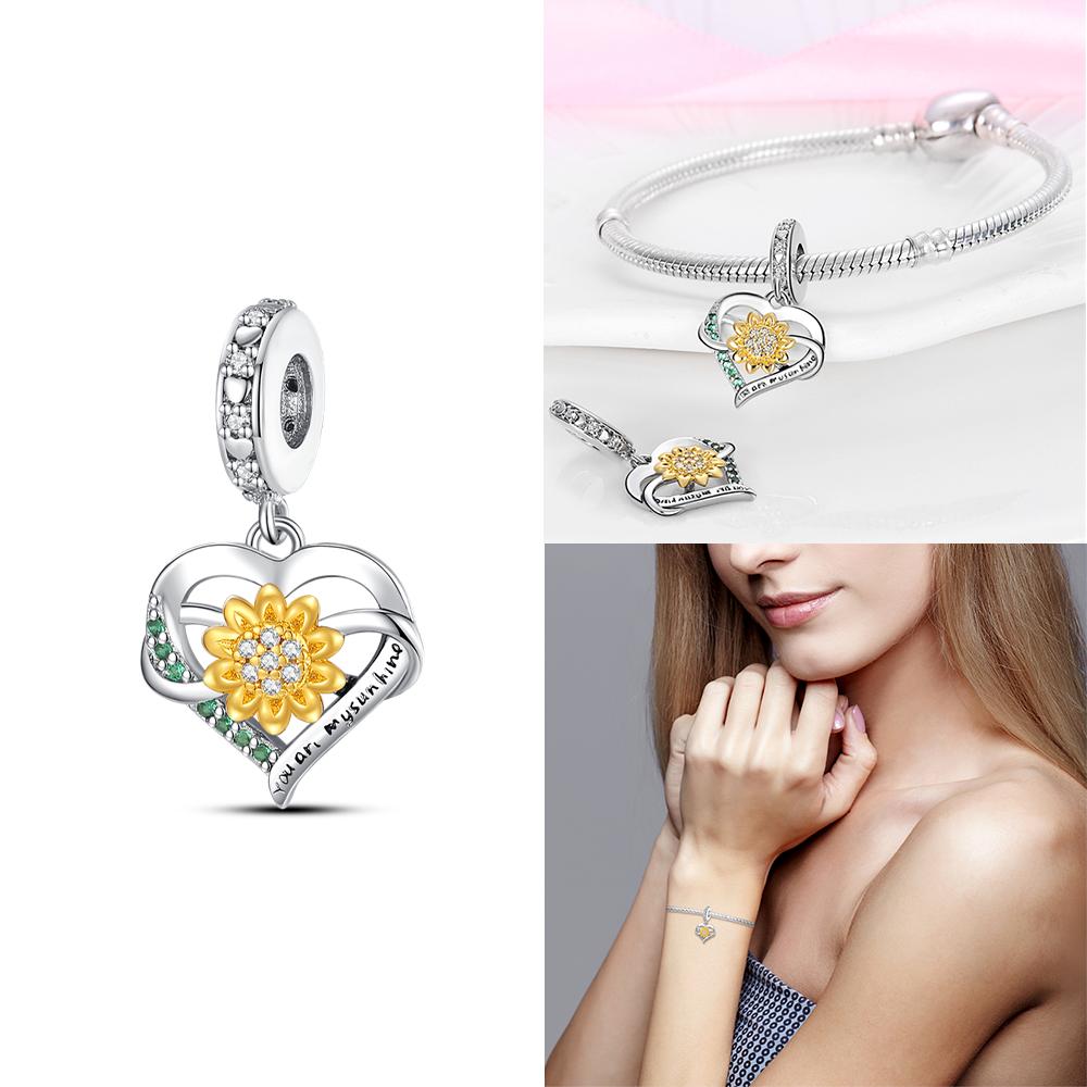 Charms Original Certified Mother'S Day Love Heart Girl Gift Beads Fit Bracelet Copper Women Jewelry Diy Accessory