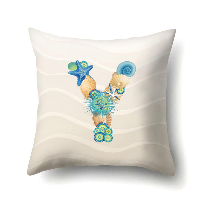 Polyester Pillow Case Decoration Home Furnishing 26 English Letter Printing Pillow Case Car Lumbar Pillow Bedside Mat