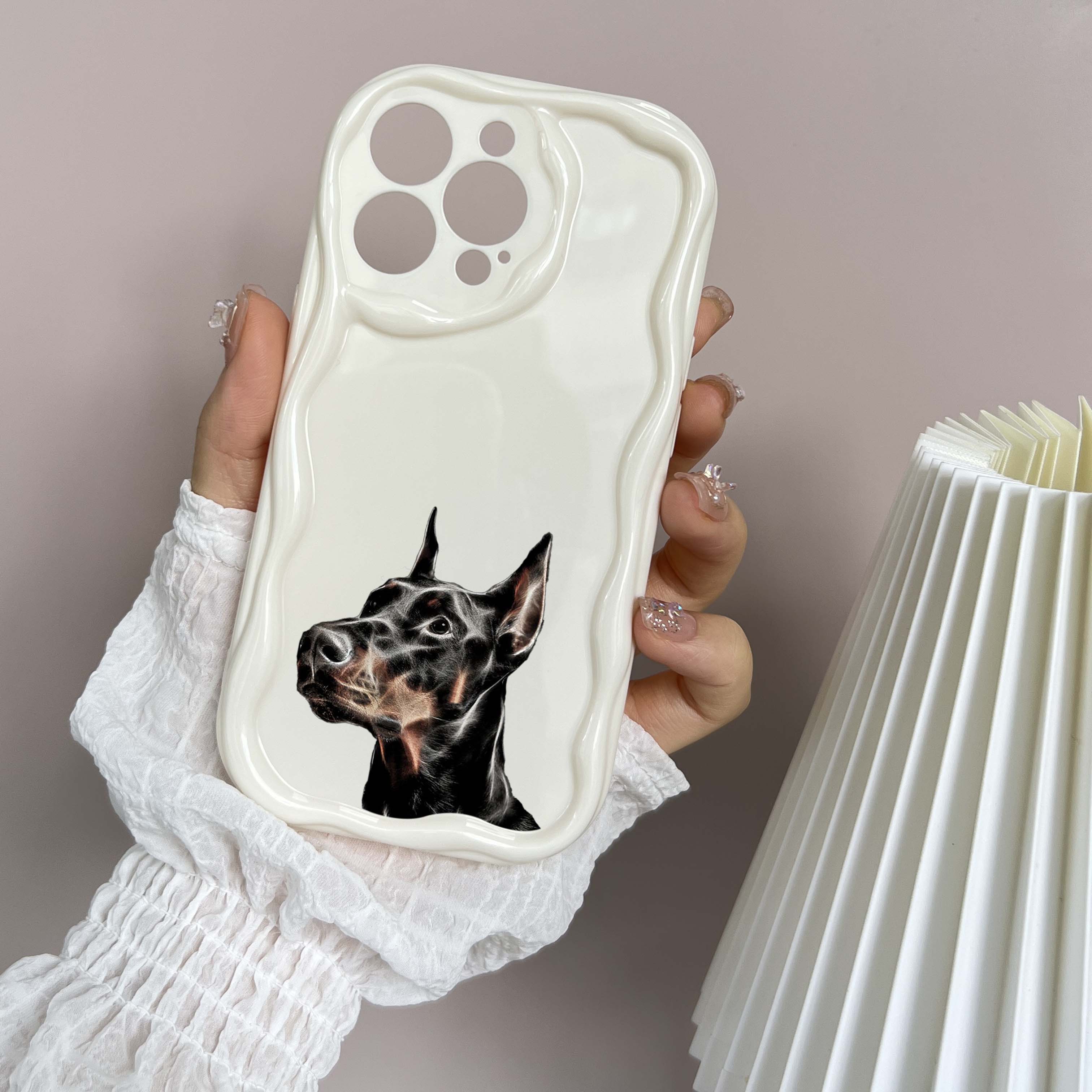 N46 Dog Doberman Animal Art Волнистый чехол для телефона для iPhone 15 14 Pro Max Samsung — фото 8