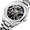 Fashion Forsining Top Brand Automatic Mechanical Men Full Steel Military Army Sport Male Clock Luxury Silver Skeleton Man Watch