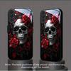 Custodia in Vetro Temperato con Fantasia Teschio e Rosa Rossa Adatta per Samsung Galaxy S26 S25 S24 S22 S21 S20 FE/Ultra/Plus5G Anti Caduta