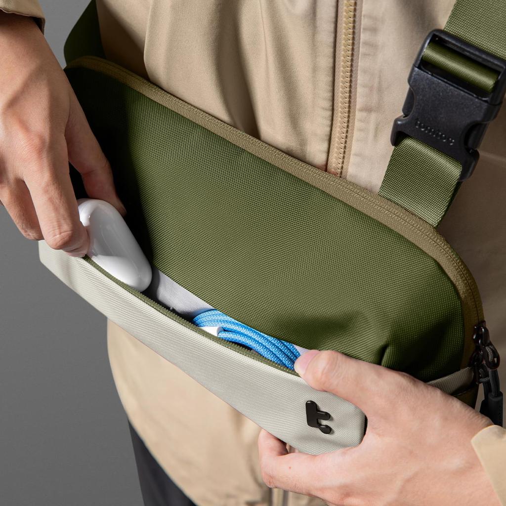 Body Mini Shoulder iPad Mini for Olive Green [tomtoc] Men's Bag, One-Shoulder Bag, Small, Water-Repellent, Lightweight, Bag, Compatible, Outdoors,