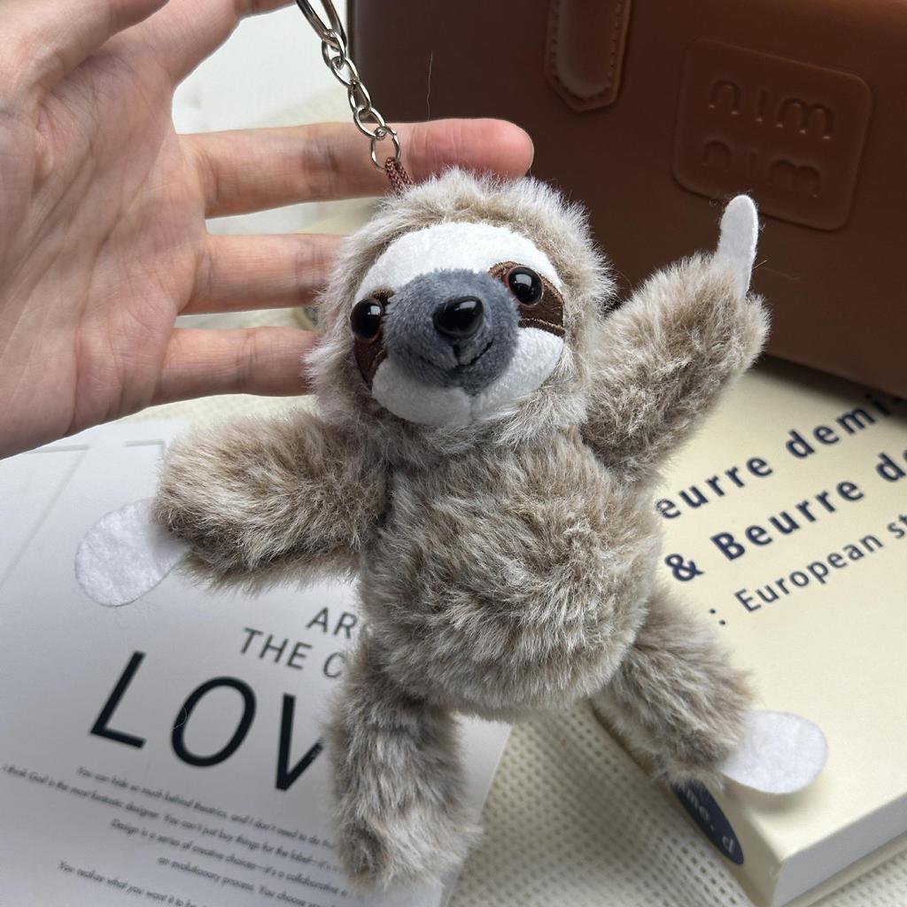 Adorabile Ciondolo Zaino Peluche Bradipo - Portachiavi Animale del Bosco per Bambine