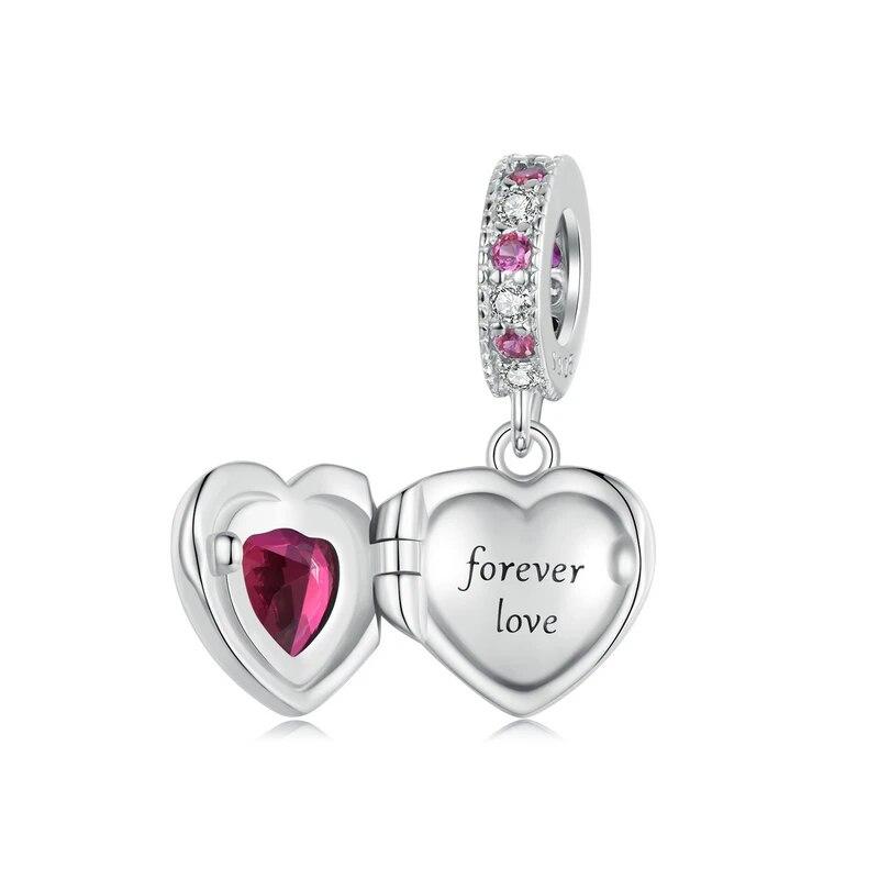 WOSTU 925 Sterling Silver Openable Heart-shaped Balloon Charms Forever Love Pendant Fit Original Bracelet for Valentine's Gift