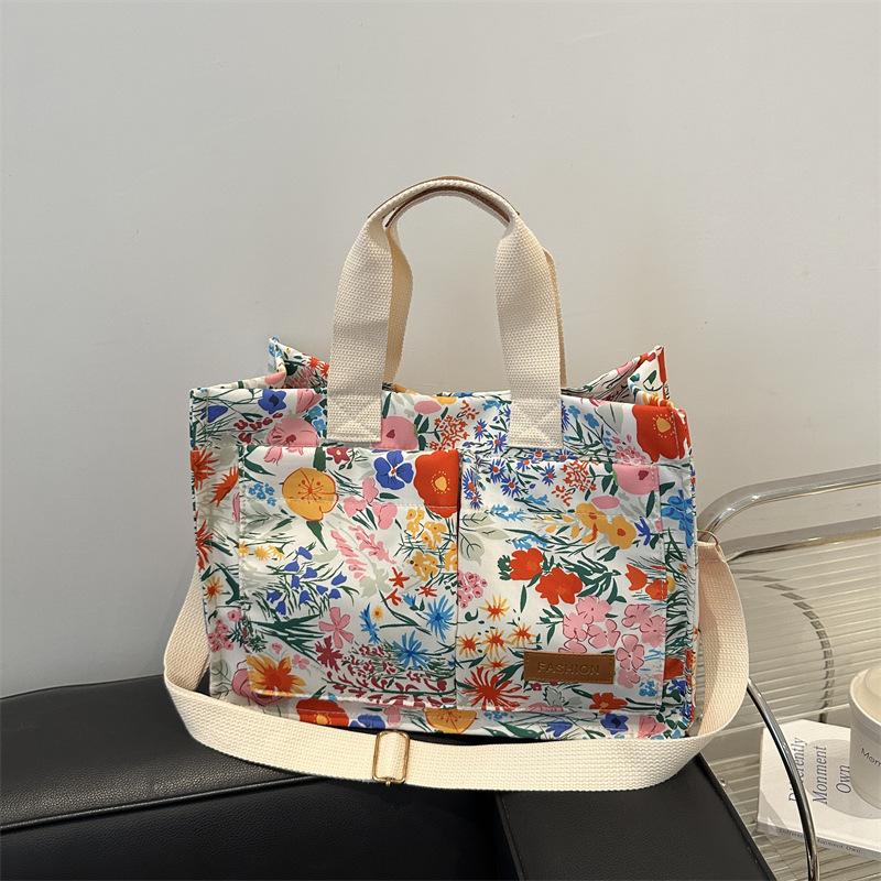 Canvas Tote Bag for Women, Korean Style Spacious Shoulder Handbag, Minimalist Commute Crossbody Purse
