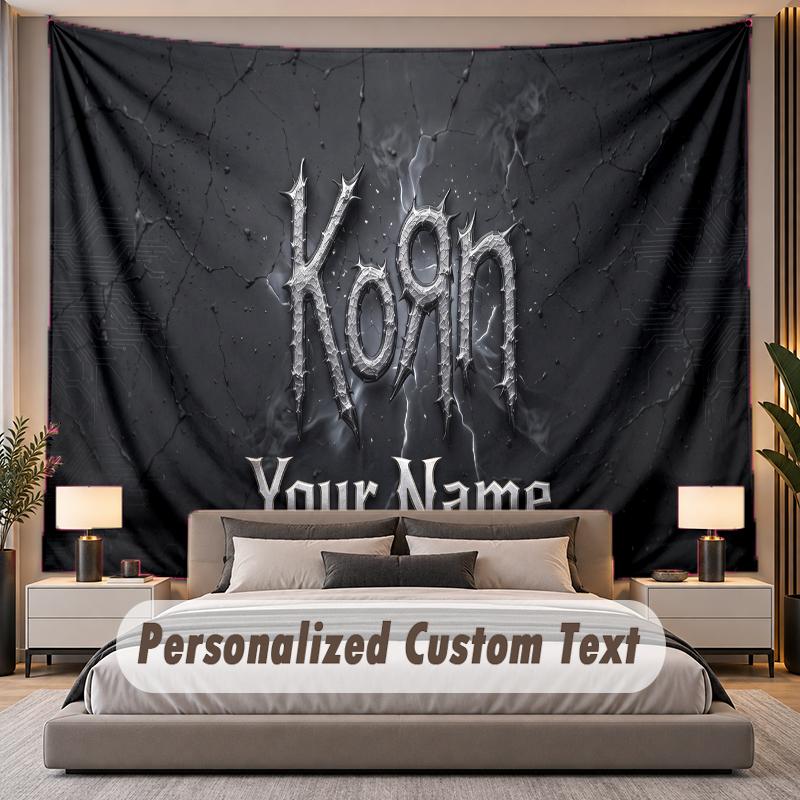 Custom Name Text Tapestry Korn Personalized Polyester Wall Tapestry For Bedroom And Room