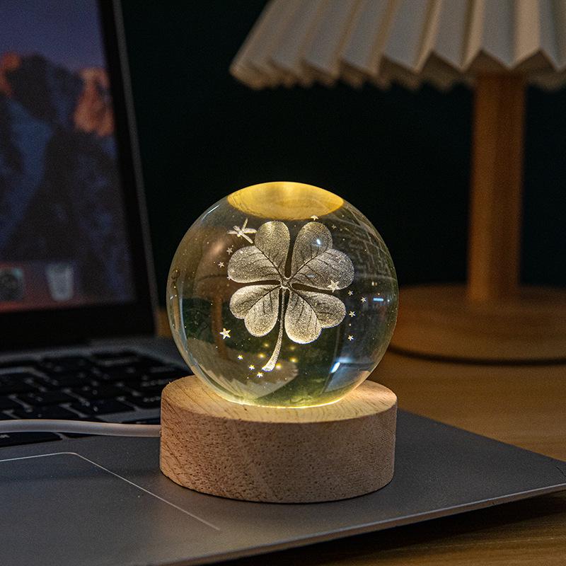 3D Laser-Engraved Milky Way Moon Crystal Ball Night Light