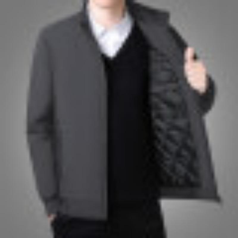Cotton-padded Jacket for Middle-aged and Elderly Men, Casual Jacket, Quilted and Velvet Jacket, Stand-up Collar, Dad Outfit