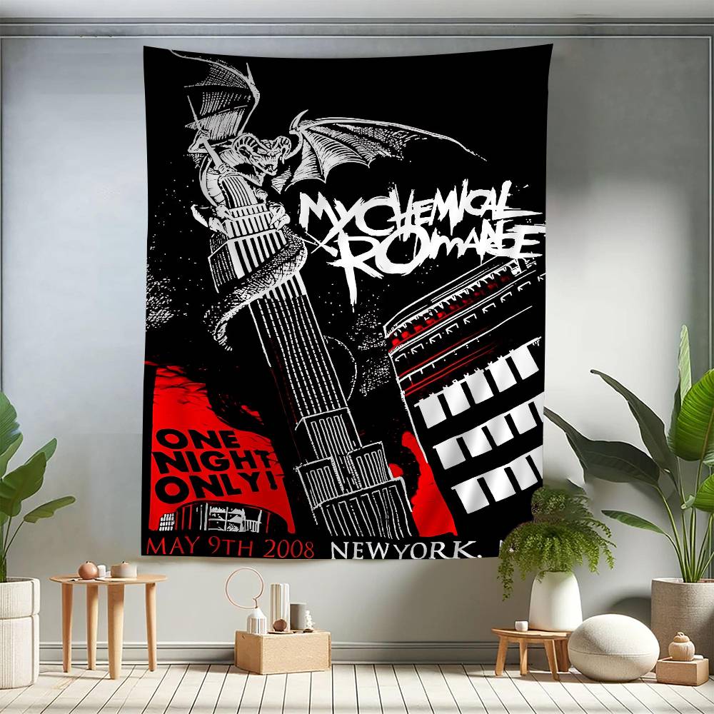 Popular Rock Band My Cchemical Romance Anime Tapestry Hippie Flower Wall Carpets Dorm Decor Wall Hanging Home Decor