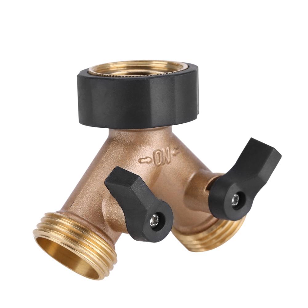 Messing Vannkranadapter 2-veis Y-form 3/4 Slangekobling Hagevanning (Europeisk standard)