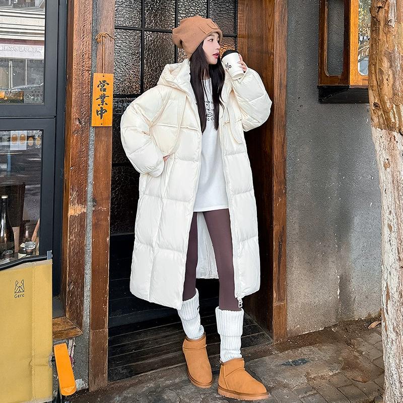 Women's Long Over Knee Thiened Down Cotton Jaet Bread Sle Loose Fit Winter New Sle Korean Version Coat Outerwear