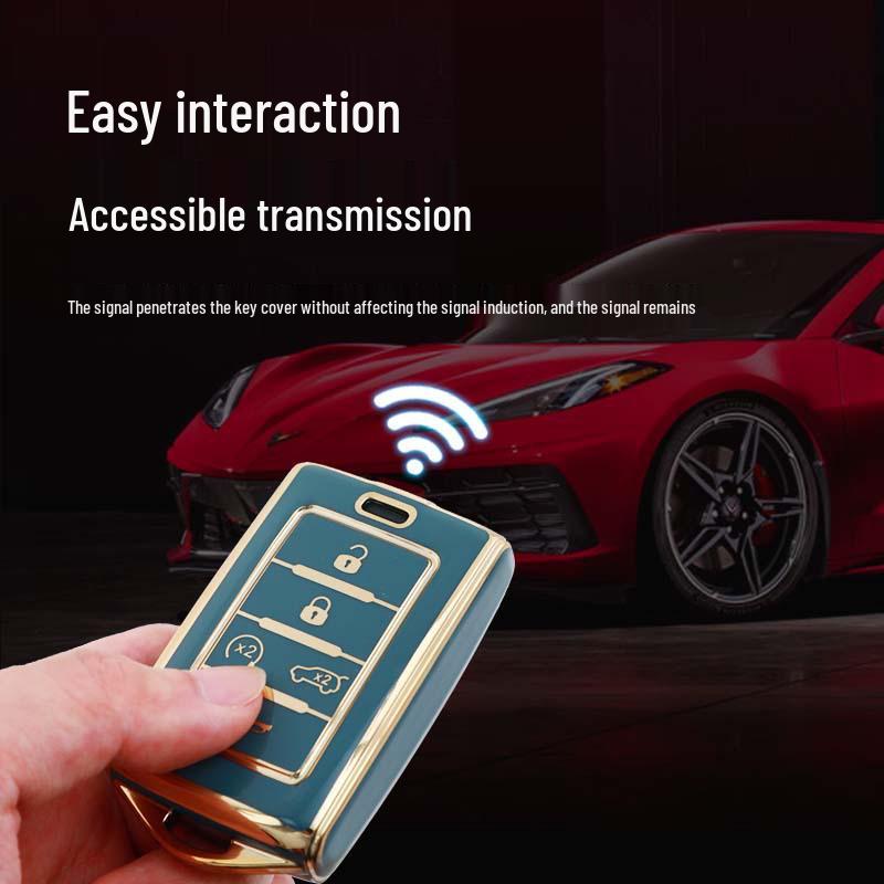 Gold-Edged TPU Key Cover for JEEP Grand Cherokee