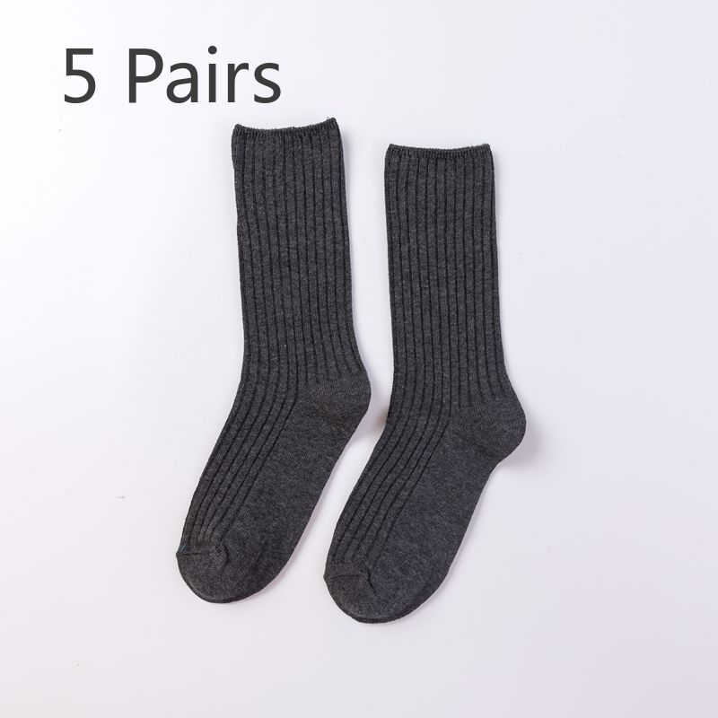 

5 пар женских весенне-летних носков в полоску, ярких цветов, однотонных, дышащих, трубчатых, стековых носков 5 Pairs темно-серого