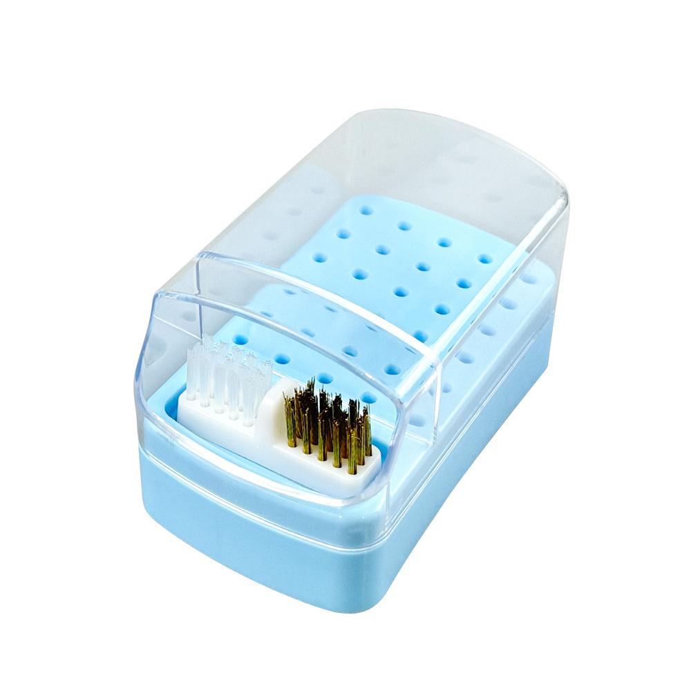 30 Holes Dental Bur Box With Brush Plastic Burs Drills Holder Diamond Endo File Placement Case Block Dentistry Instruments New