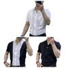 Pánská letní košile s odkládacím límcem, slim fit, formální, obchodní styl, barevně sladěné, krátké rukávy, prodyšná, měkká, ležérní, kancelářský, společenský, pánský top