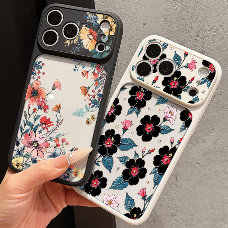 Vintage Floral Case For iPhone 17 Pro Max For iPhone 16 15 14 13 Pro Max Luxury Hybrid TPU+PC Clear Back Hard Cover
